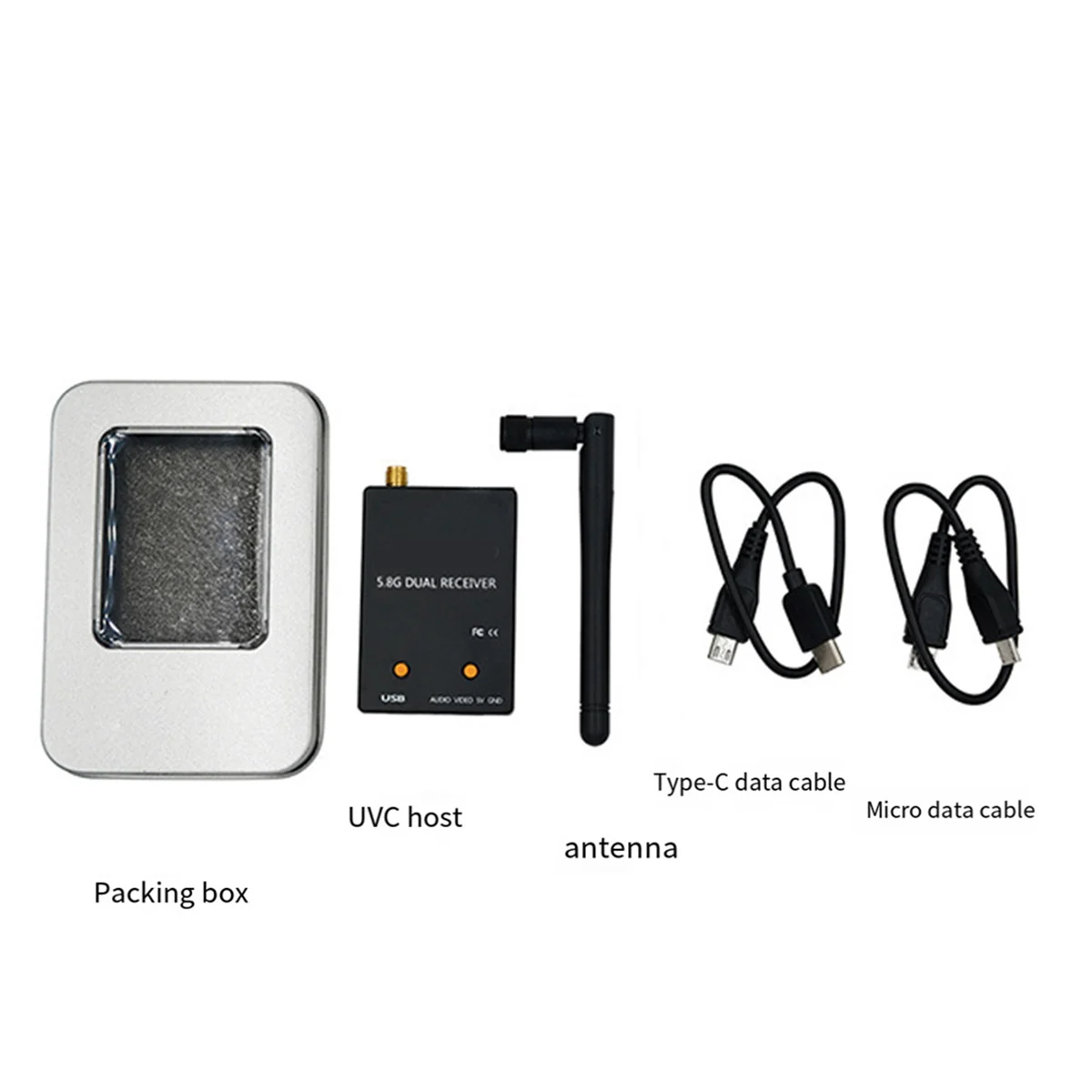 ตัวรับสัญญาณ FPV UVC OTG 5.8G สัญญาณเสียง150CH ชิ้นส่วนโดรนอาร์ซีส่งสัญญาณแท็บเล็ตโทรได้แอนดรอยด์