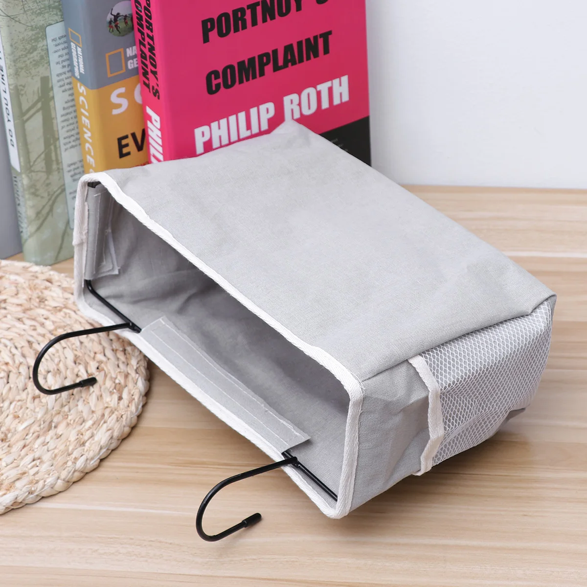 

Felt Fabric Bedside Storage Bag Large Capacity Hanging Organizer For Dorm Car Hospital Sofa Side Use Mesh Compartments