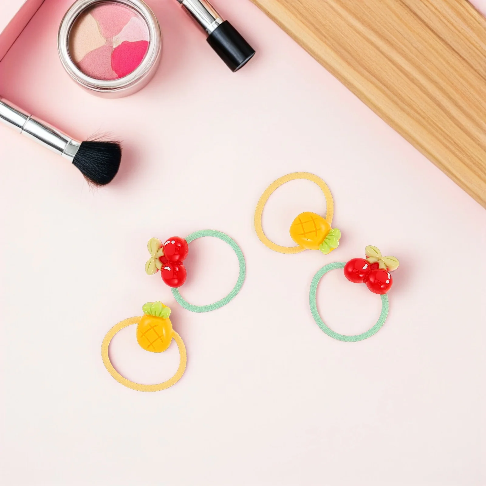 

12Pairs Children's Jelly Color Hair Ties Cute Fruit Design Elastic Ponytail Holders for Girls Daily Wear Party School Use