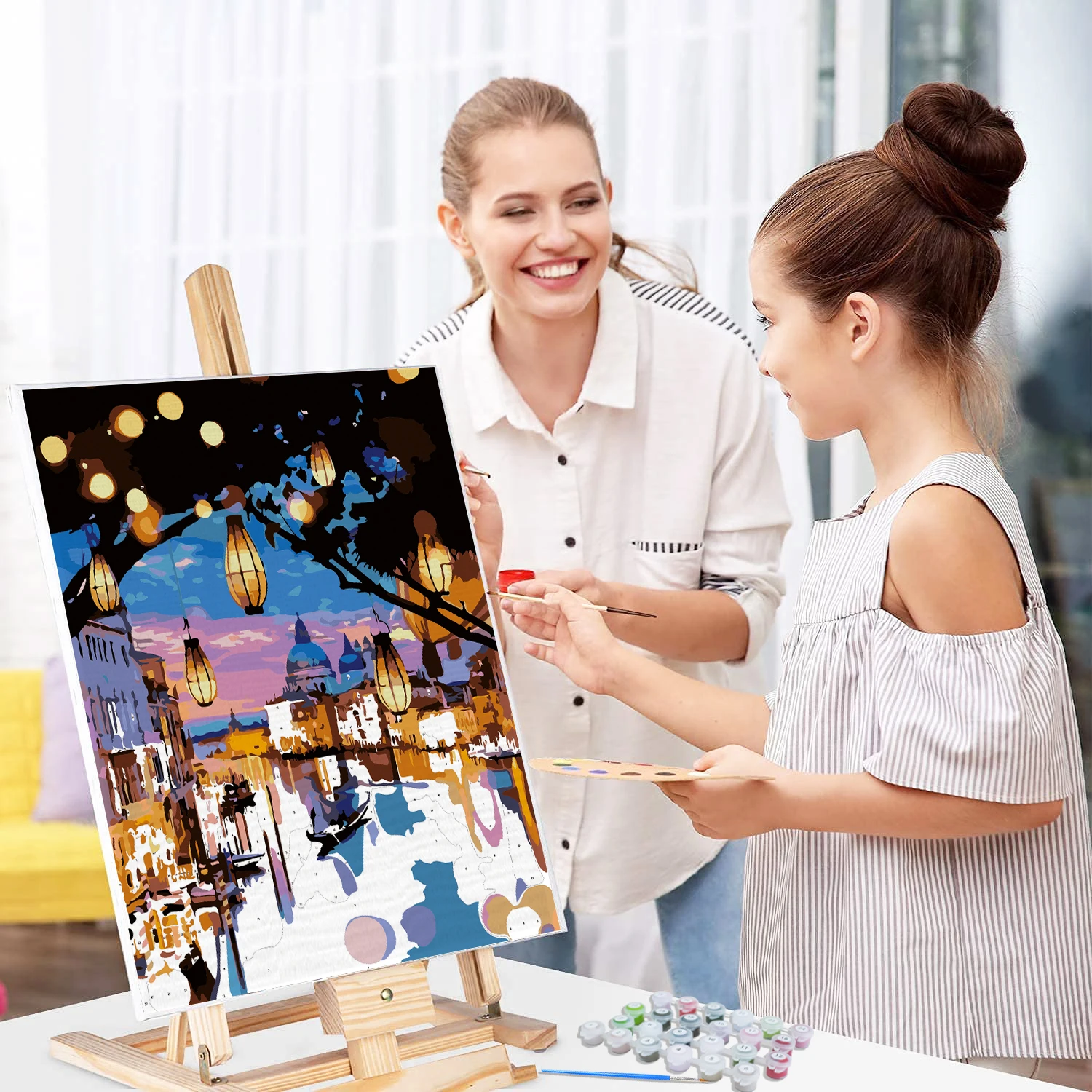 GATYZTORY DIY Painting By Numbers Moon Landscape HandPainted Oil Painting Drawing On Canvas Unique Gift Home Decor Kill Time
