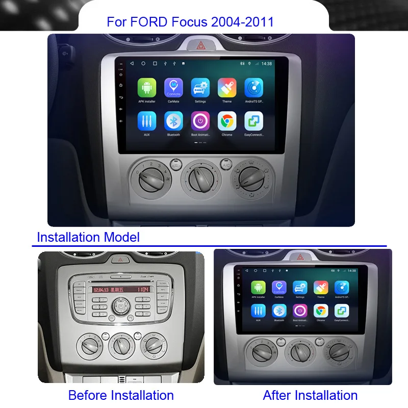 Roadwise Android Car Radio Multimedia Carplay For Ford Focus Exi MT AT Mk2 Mk3 2004 -2009 2010 2011 4G Wifi GPS DVD 2 Din Stereo