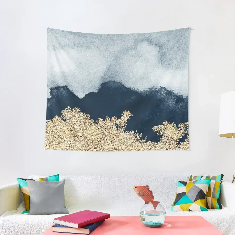 

Extravagant Watercolor Ombre with Gold Tapestry Home Decor Accessories Room Decor Cute Tapestry