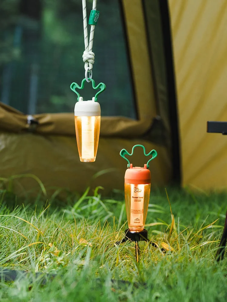 Tent Camping Light Carrot Shaped Portable Outdoor Light Rechargeable 4 Modes LED Lantern For Hiking Fishing Atmosphere Light