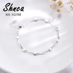 Original New Handmade 925 Sterling Silver Geometry Square Bilayer Bracelets &Bangle For Women Girl XB078