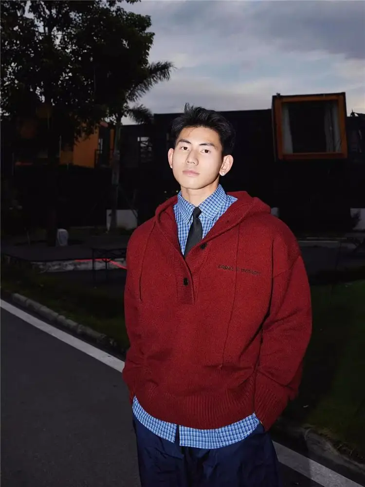 

Autumn and winter hooded sweaters for men and women American simple embroidery sweaters loose lazy style pullover jacket trendy