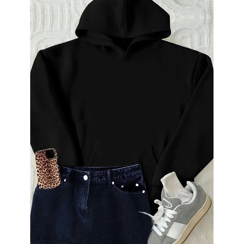 Women's American retro-style, edgy, dark, and cool letter-printed hoodie, fleece-lined sweatshirt - view 2