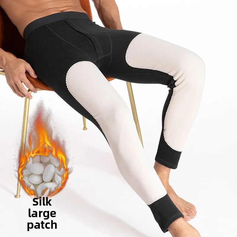 

Men's Fce Lined Thiened Patchwork Thermal Pants Boting Knee Padded Cotton Wool Trousers Autumn Long Pants Youth Sle