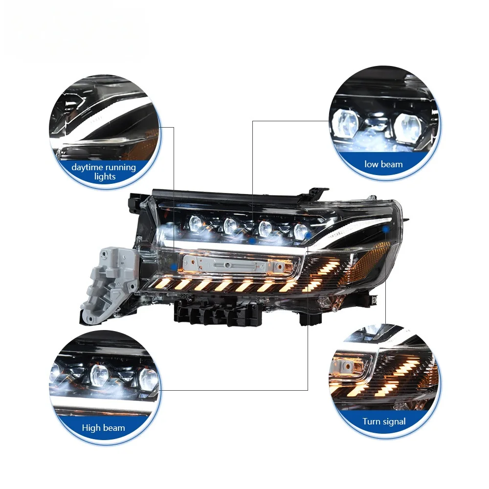 For 2016-2021 for Land Cruiser Headlight Assembly 12V New LED Daytime Running Lights Sequential Turn Signals 4000 Lumens