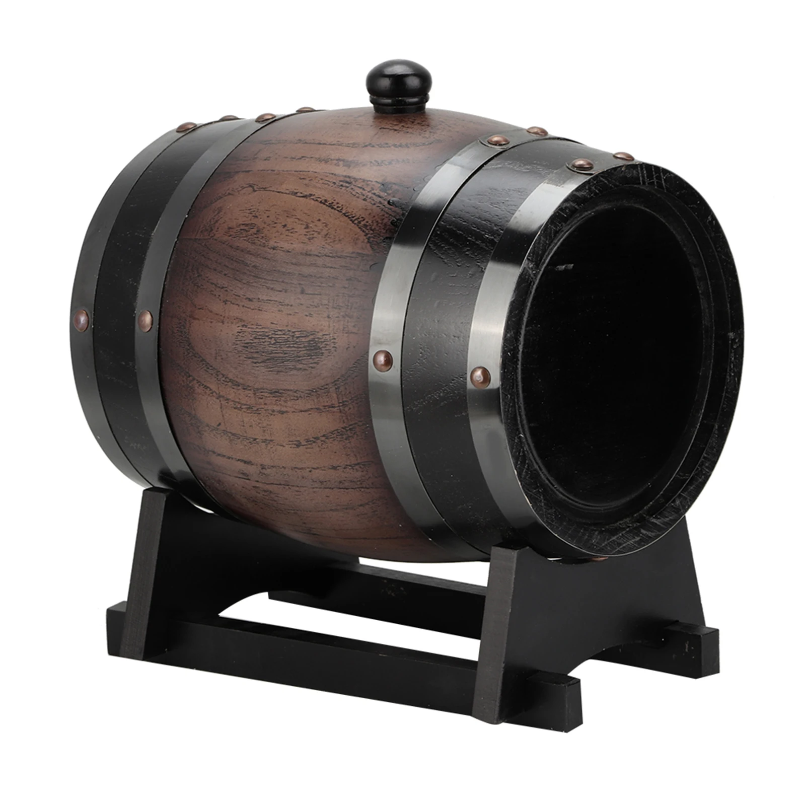 3L Vintage Striped Black Oak Red Wine Barrel Keg Bucket Container with Faucet for Brandy Whisky Wine Accessories