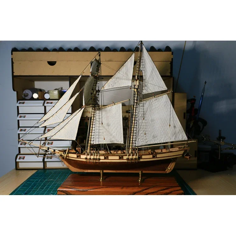 1/96 HARVEY1847 Kit di montaggio modello di barca a vela in legno di simulazione fai-da-te Collezione di giocattoli regalo