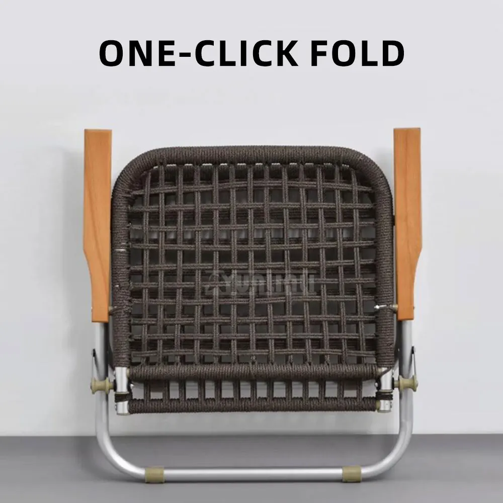 Aluminum Alloy Round Tube Braided Rope Single Chair ;Outdoor Camping Portable Folding Chair ,backrest Can Lie Down Easily
