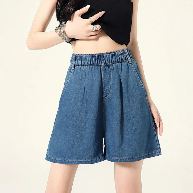 

Girls Casual Daily Baggy Jeans Pants New Summer Women Comfortable Loose Fit Short Jeans Lady Chic Blue High Waisted Denim Shorts