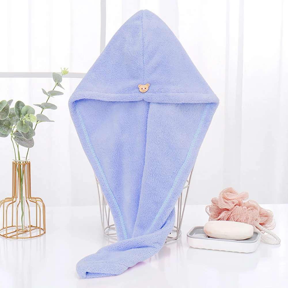 1PCS Magic Microfiber Hair Towel Fast Drying Dryer Towel Women Embroidered Coral Velvet Wrap Head Absorption Water Bath Hat