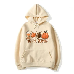 Tis The Season Fall Coffee Hoodie Coffee Lovers Hoodies Pumpkin Latte Drink Sweatshirts Thanksgiving Pullover Halloween Gifts