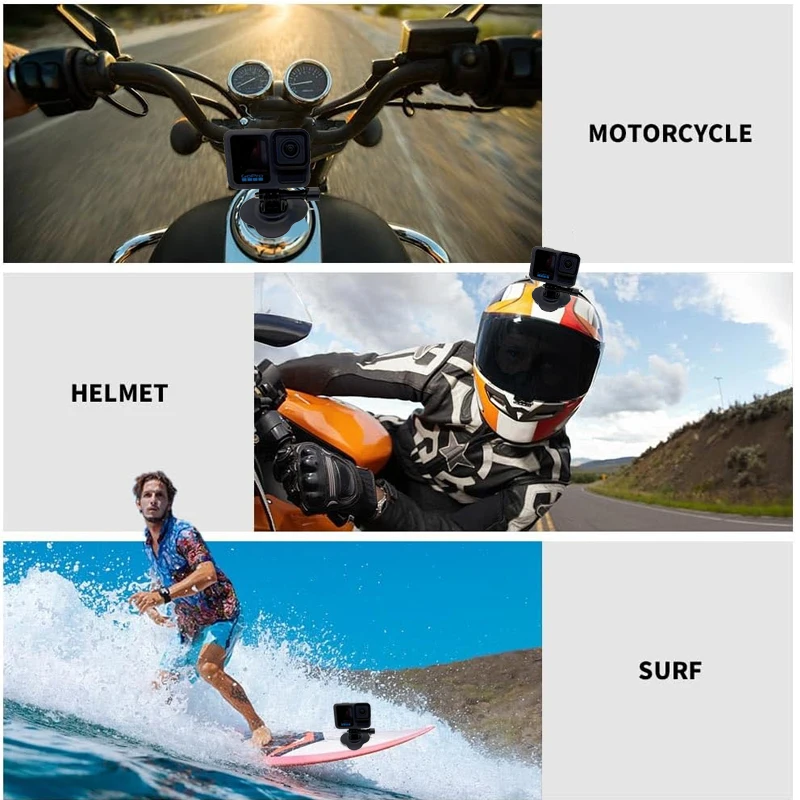 Supporto per casco moto regolabile per Insta360 X5 X4 X3 Ace Pro GoPro 13 12 11 10 DJI adesivo adatto alle superfici Base per action camera