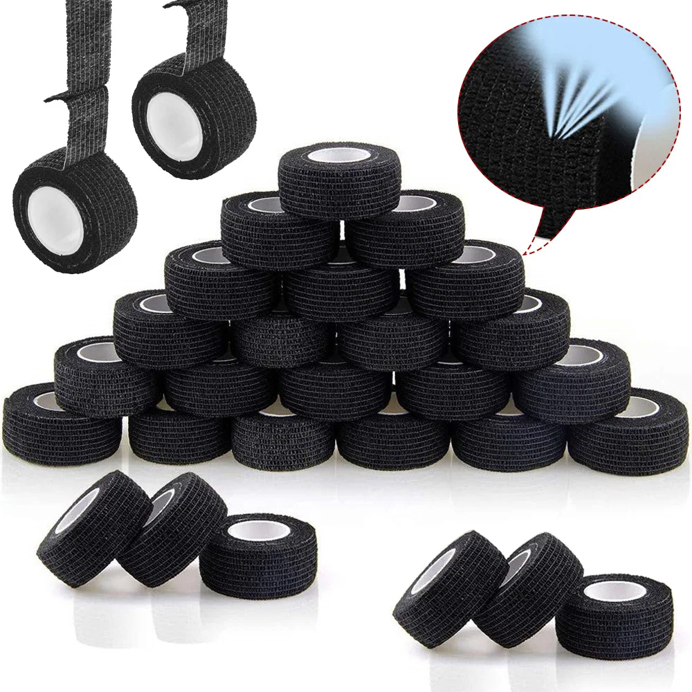 2.5CM Tattoo Grip Bandage Cover Black Tape Tattoo Handle Bandage Self-adhesive Elastic Bandage Grip Wrap Tattoo Accessories