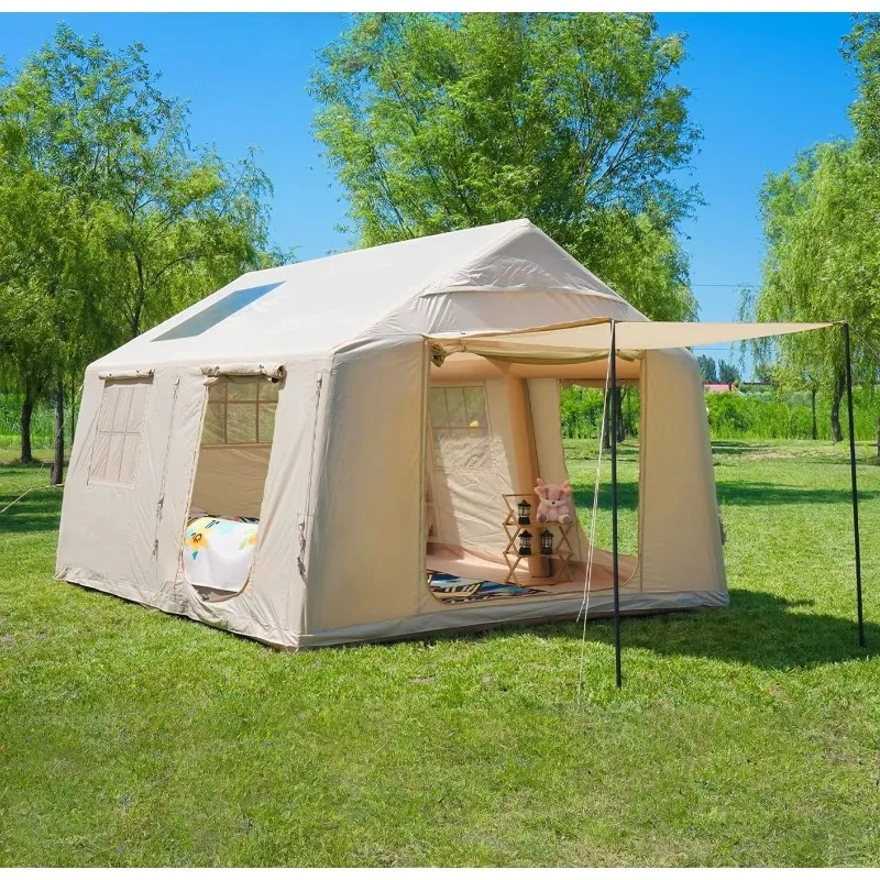 Large Luxury Four Season Waterproof Durable Inflatable Airtight Camping Tent One Bedroom Living Room Quick Automatic