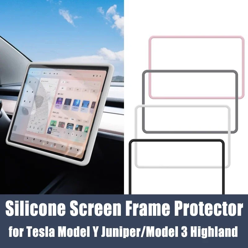 

Silicone Screen Frame Protector for Tesla Model Y Juniper/Model 3 Highland Rearview Mirror Protective Trim Cover Accessories