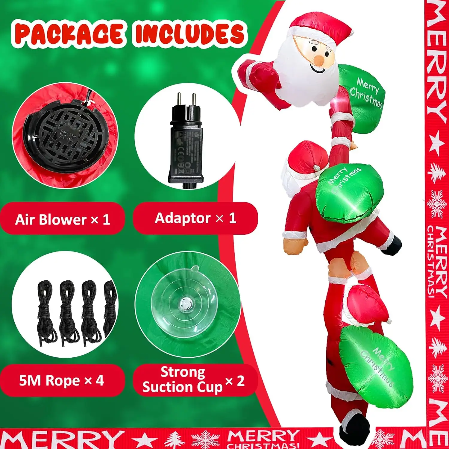 2m Air Model, Christmas Decorations, 3 Santa Claus Handles, Outdoor Roof Scene Layout Of The Store, New Year Decoration Hanging