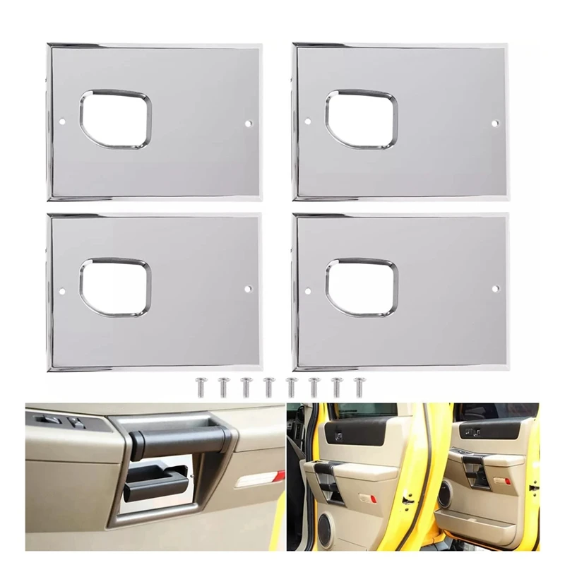 Smooth Aluminum Chrome Billet Interior Door Handles Cover Trim, Anti-Scratch Plates For Hummer H2 SUV SUT 2003-2007