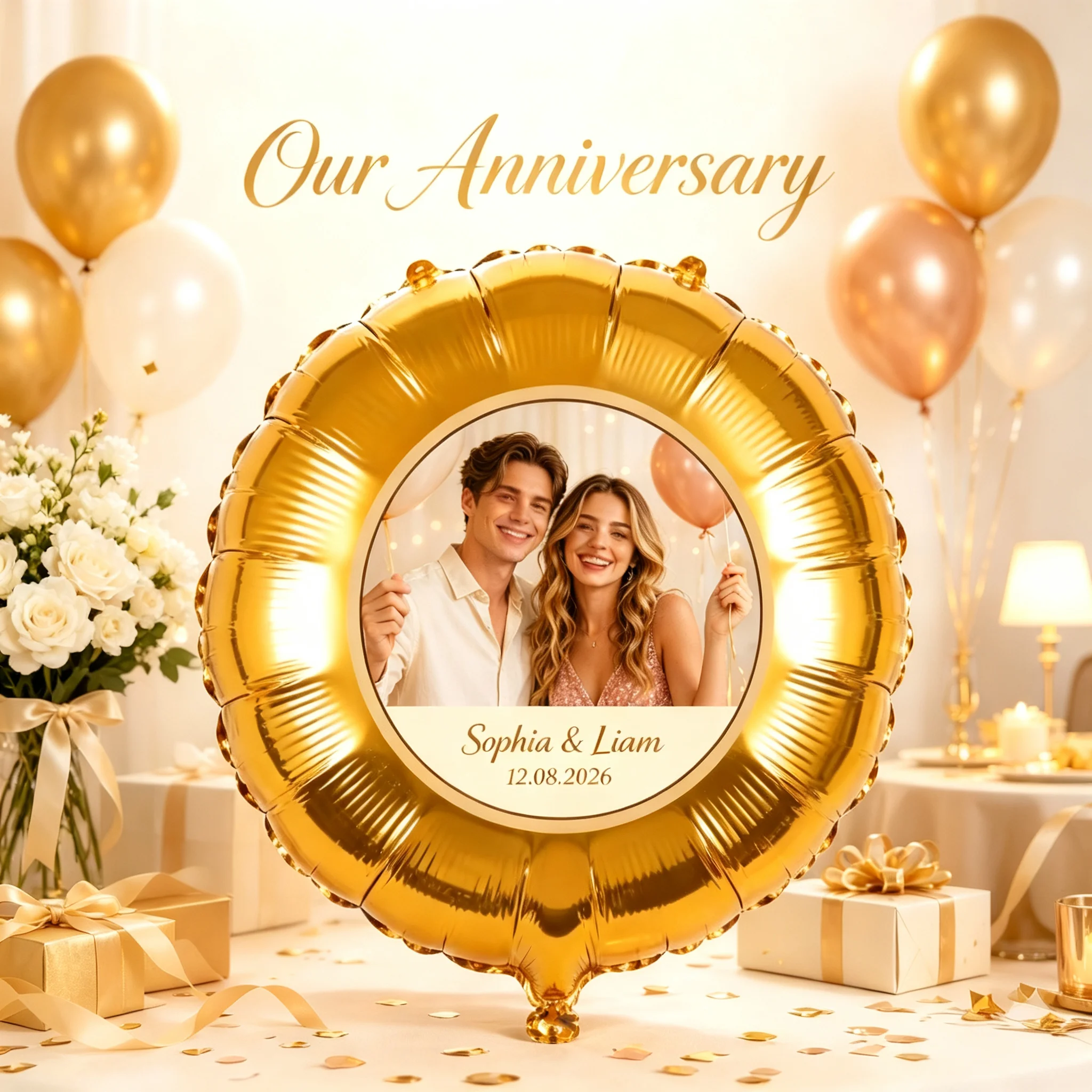 Custom Foil Balloon Set with Self Adhesive Stickers, Personalized Photo Text Logo Balloons, Birthday Party Decorations Supplies