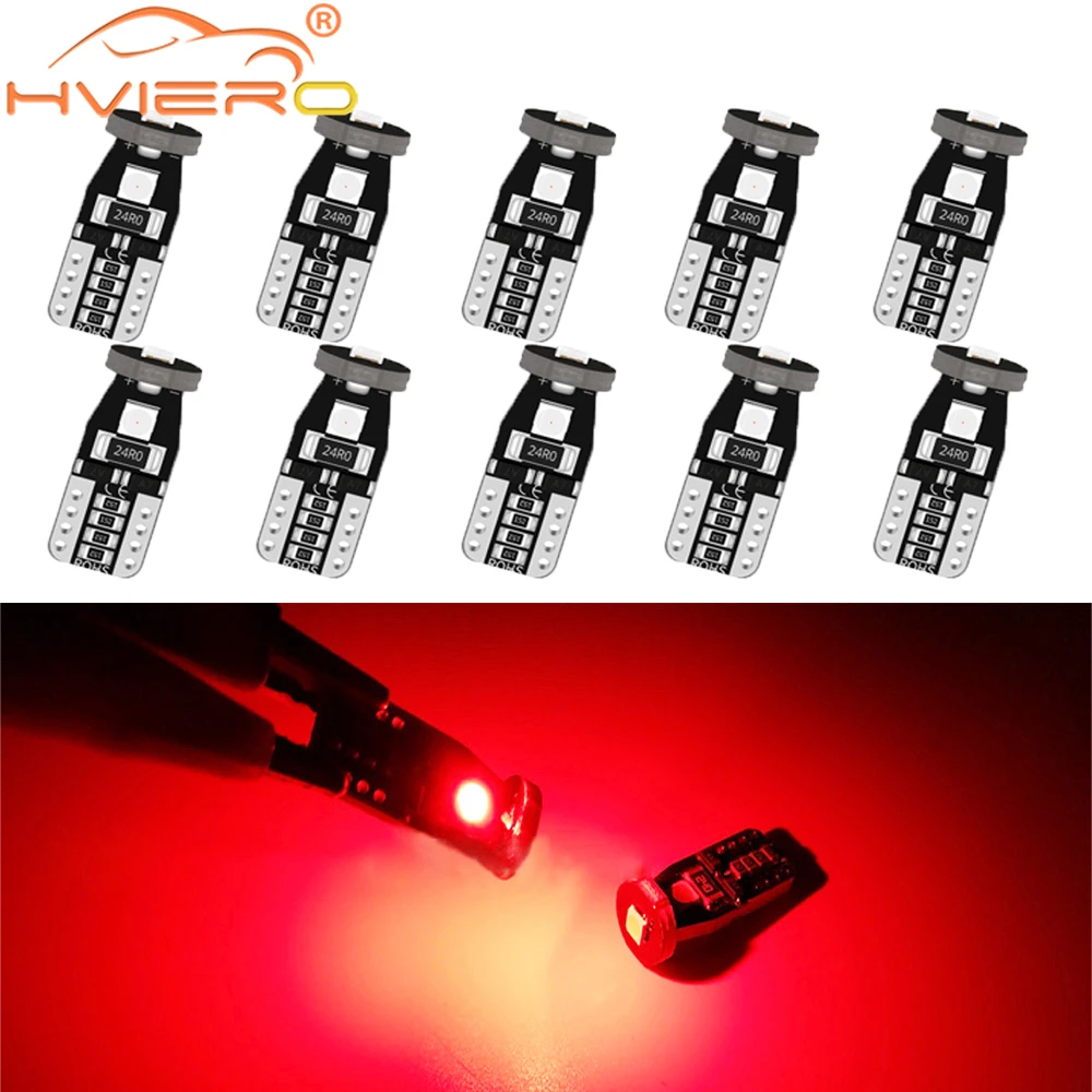 

10PCS Car Interior Reading Dome Lamp Led Yellow Red T10 3030 3SMD Reverse License Plate Light Brake Trunk Clearance Turn Signal