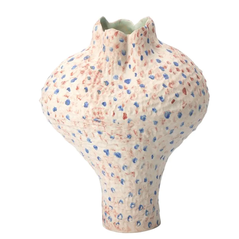 

French wabi-sandy wind color dot pattern ceramic vase art flower arrangement device