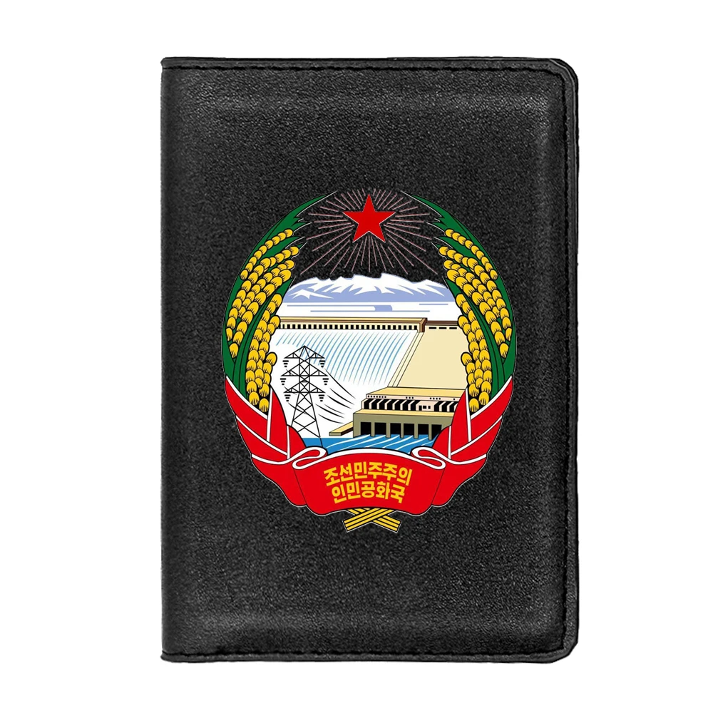 New Arrival North Korea Emblem Army passport Cover Men Women Leather Slim ID Card Travel Holder Pocket Wallet Purse Money Case