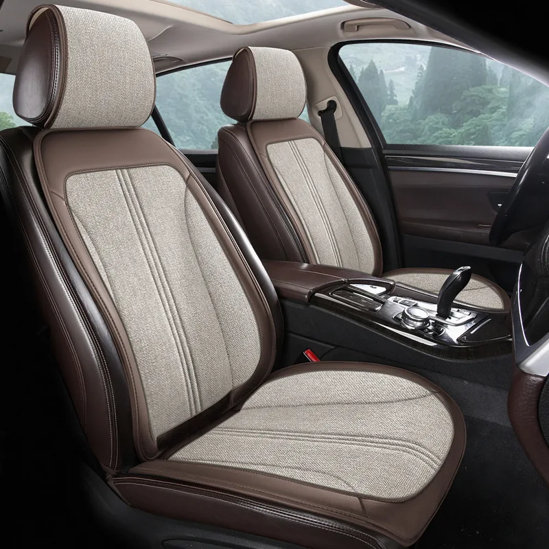 

New Linen Car Seat Cushion Breathable Four Seasons Comfortable Car Seat Cover Pad Protector Universal Interior Accessories