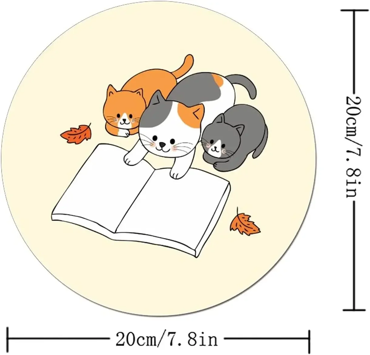 منصات الماوس المستديرة اللطيفة القطط قراءة كتاب الأسرة العمل الألعاب دائرة الماوس حصيرة لأجهزة الكمبيوتر المحمول الكمبيوتر (7.8x7.8x0.08 بوصة) #3