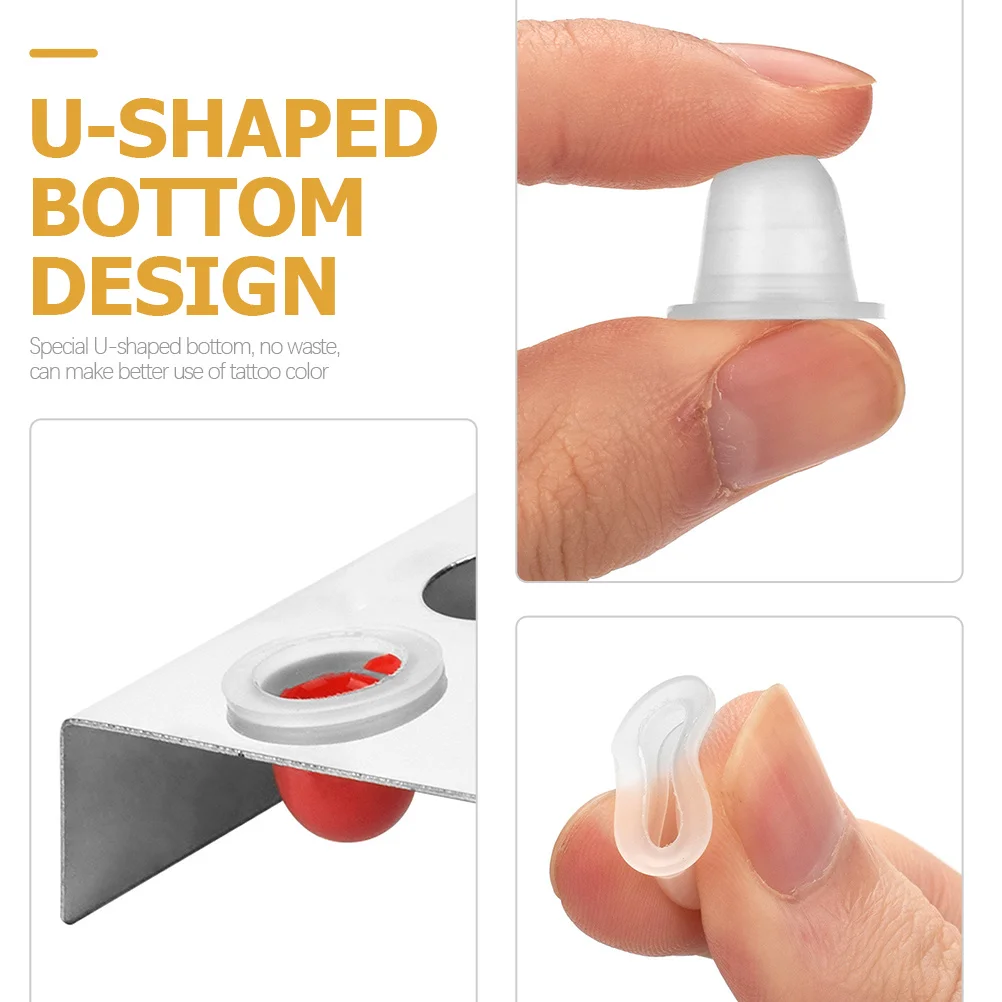 100 قطعة أكواب حبر سيليكون سميكة مقاومة للاهتراء أصحاب الصباغ المدمجة المحمولة لوازم الوشم حاويات الحبر القابلة لإعادة الاستخدام