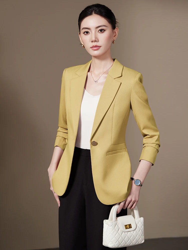 

Yellow Suit Jacket Women's Casual Commute Workplace Fashion Elegant Formal Ladies' Western Clothes Autumn Winter New Arrival