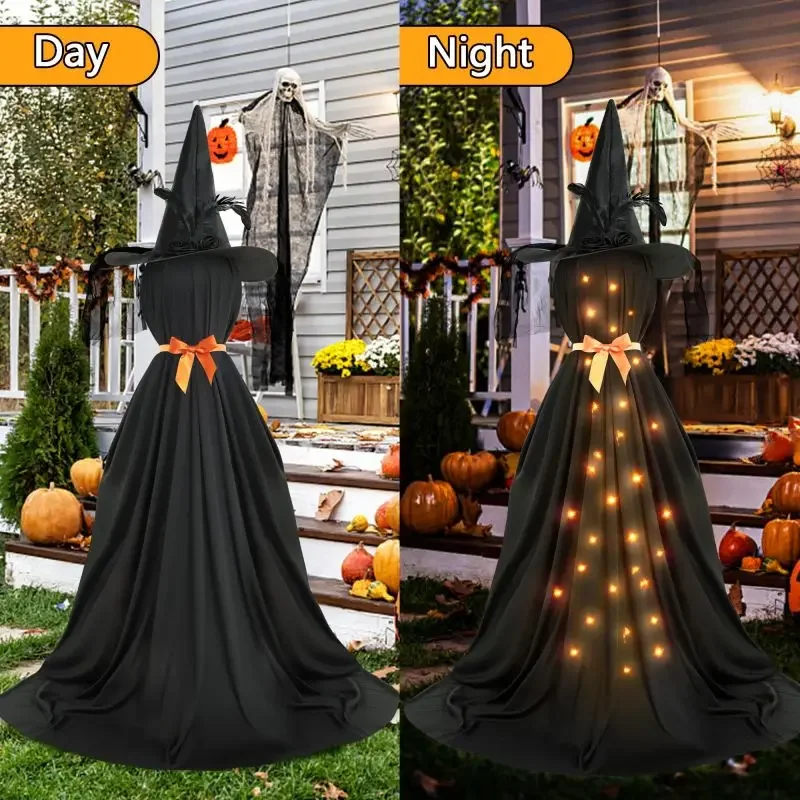 

Halloween Decorations Outdoor Spooky Lighted Witch Halloween Decor with Light Strings Scary Standing Witch Decor for Yard Lawn