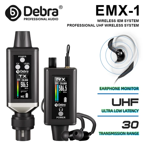 Imagen 1 del producto Sistema de monitoreo inalámbrico EMX-1, sistema inalámbrico recargable UHF portátil para instrumentos musicales, micrófono dinámico con cable