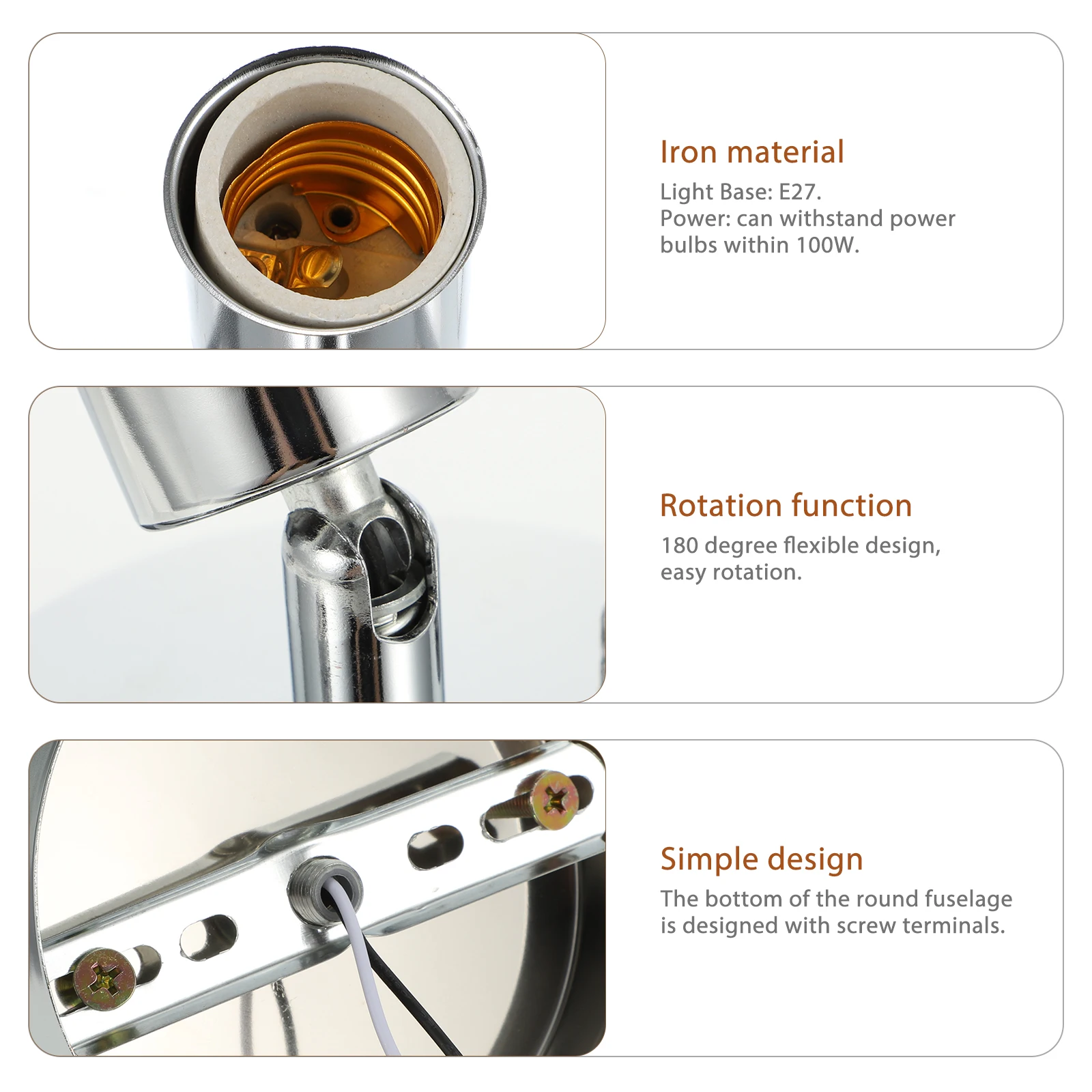 E27 Lamp Holder Rotatable Adapter Bulb Socket Screw Pendant Ceramic Base Light Sockets For Bedroom Reading Room Easy Install