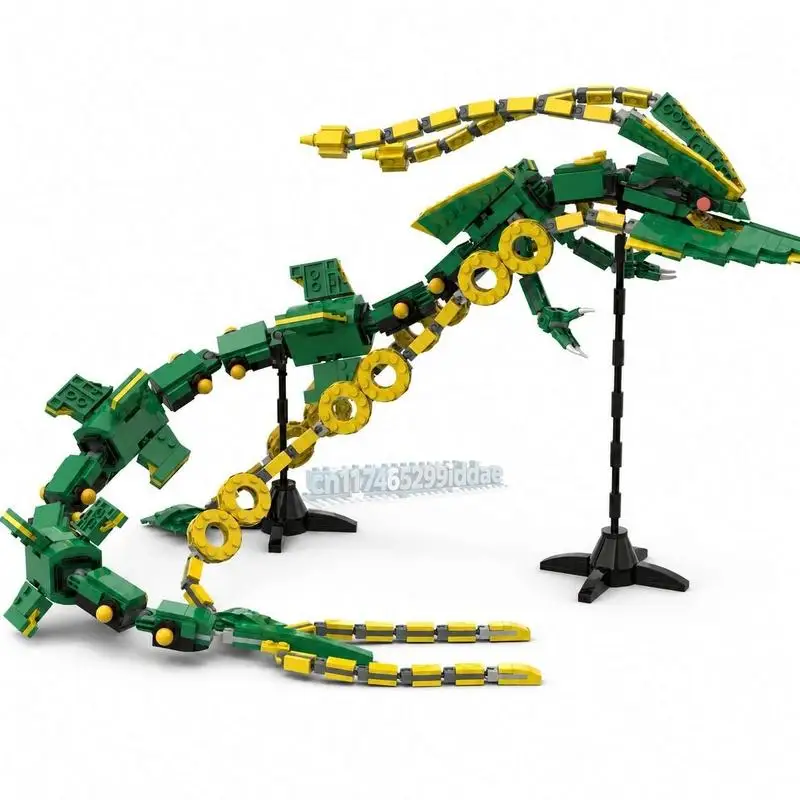 1105PCS MOC Mega Rayquaza Dragon Character Model Custom Puzzle Creative Building Blocks DIY Assembly Educational Toy Collection