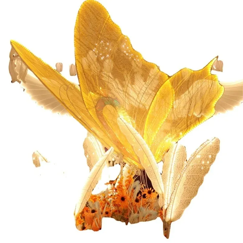 Wedding props dream butterfly road chandelier dual-purpose wedding venue arrangement fabric butterfly prop lamp