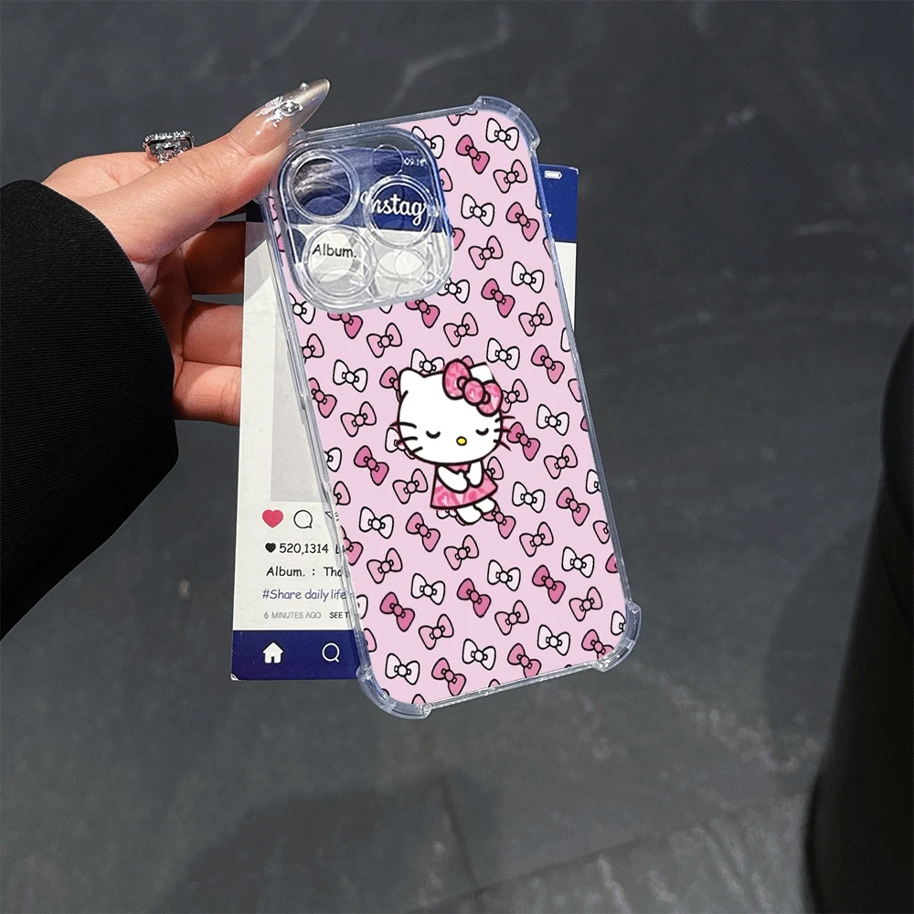 

Прозрачный чехол для телефона Sanrio KT для IPhone 13, IPhone 16/15/14/13/12/11/x/xs/xs Max, женские чехлы для мобильных телефонов Hellokitty