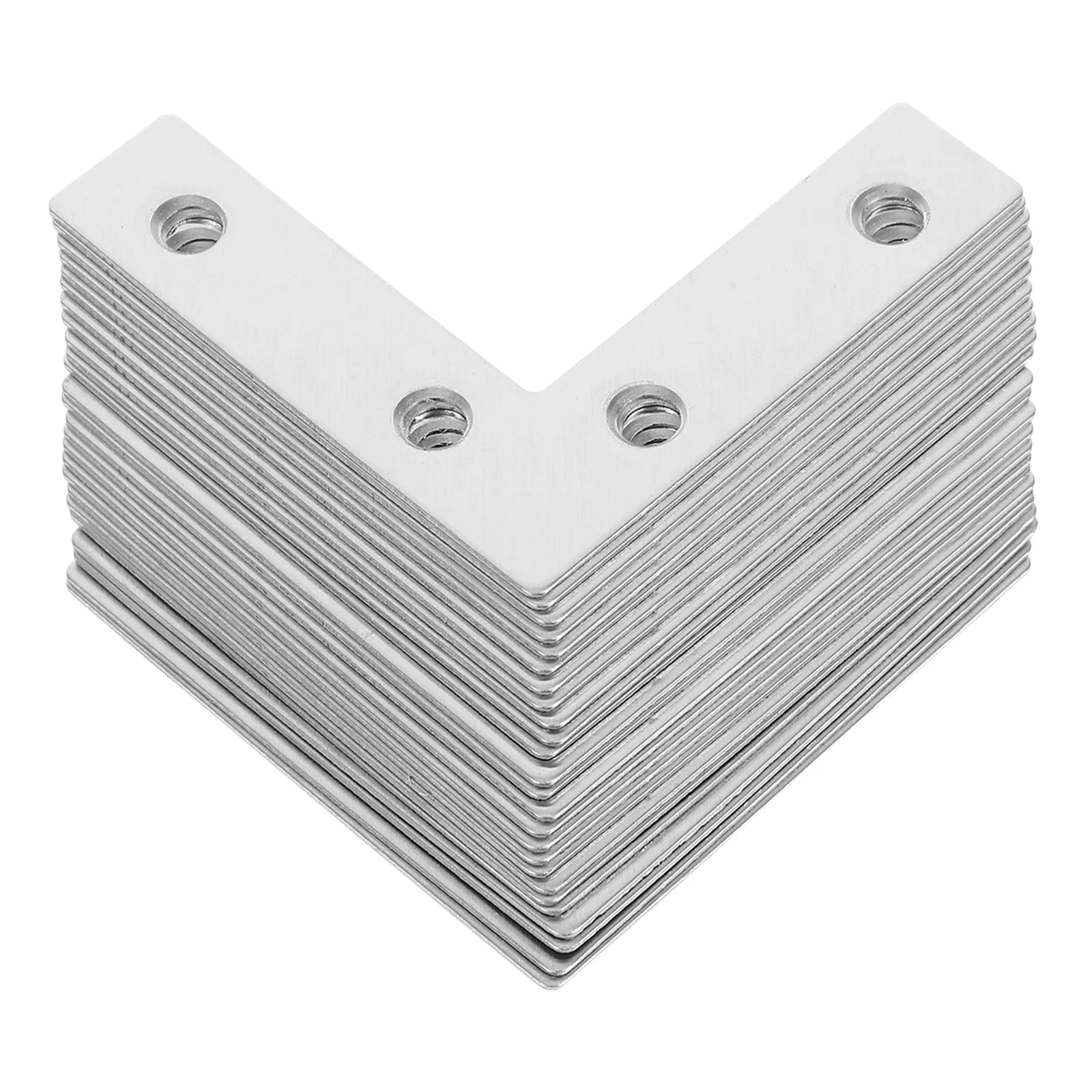 

1 set Corner Brackets Stainless Steel Shelf Hardware Four Hole Design Construction Versatile Use Metal L Shape Brackets