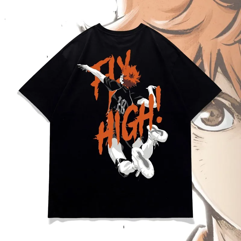 Haikyuu Hinata Shoyo Anime Double Sided Print T-shirt, Oversized Tee, Manga Streetwear Casual Short Sleeve for Anime Fans