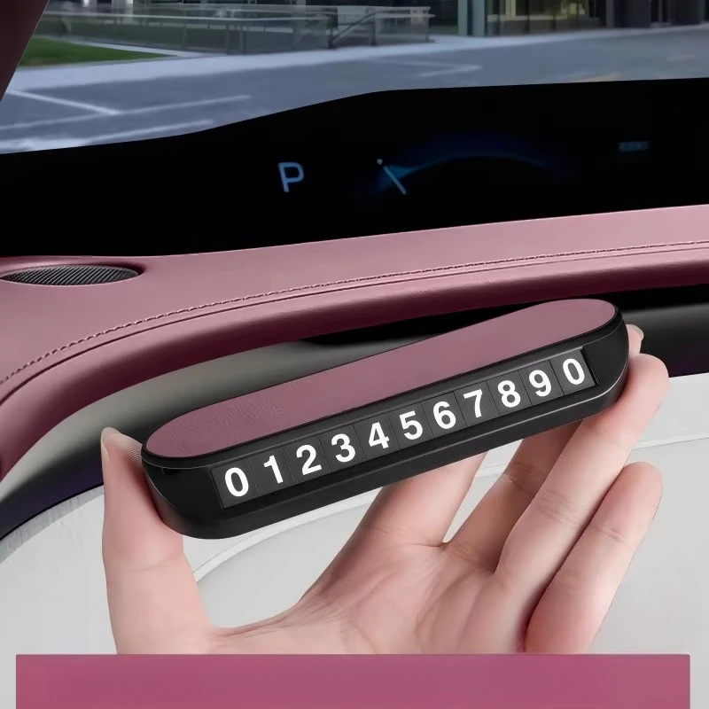 New Version Premium Leather Luminous Plate – Car Temporary Parking Phone Number Display