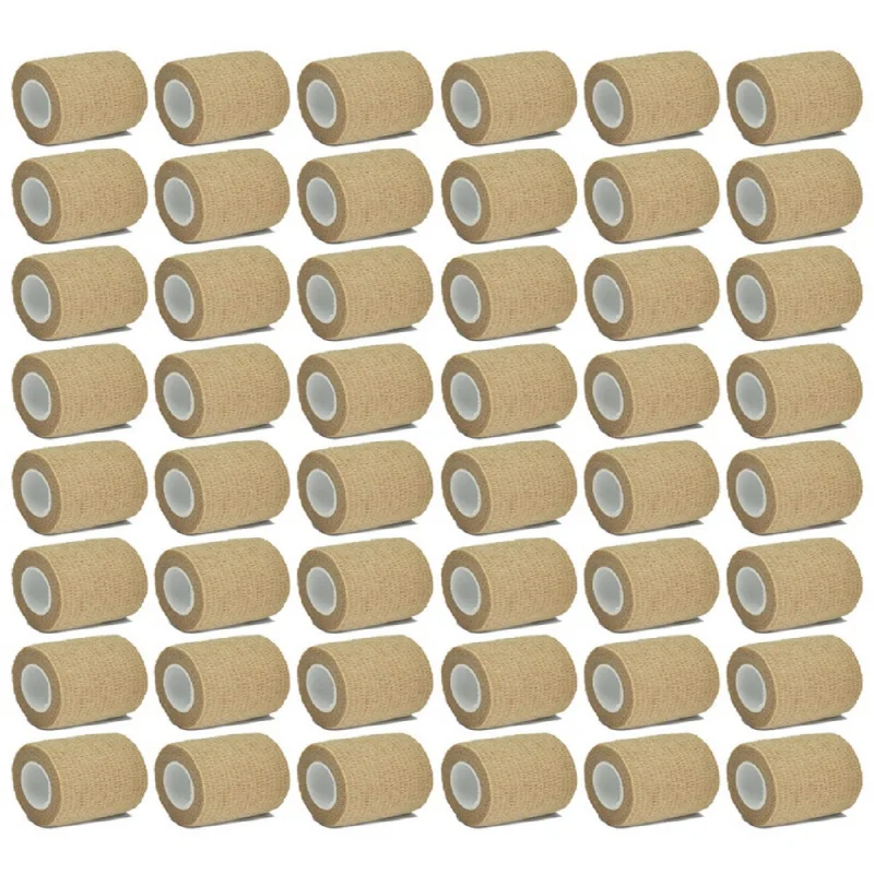 

6/12/24/48 pcs Beige Gauze Medical Bandage Self-adhesive Breathable Elastic Bandages for Sports Fixing Finger Wrist Leg
