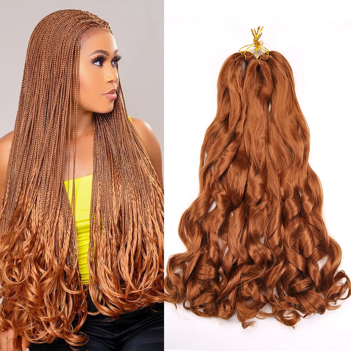 French Curly Crochet Braiding Hair Synthetic Loose Wave Ombre Braids Hair for Women Spiral Curls Pre Stretched Hair Extensions image 3