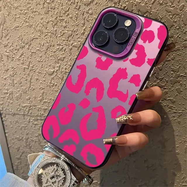 

For iPhone 16 Case Leopard Print Electroplate Silver Phone Case for iPhone11 12 13 14 15 Pro Max 16E XS XR 7 8 15 Plus SE2 Cover