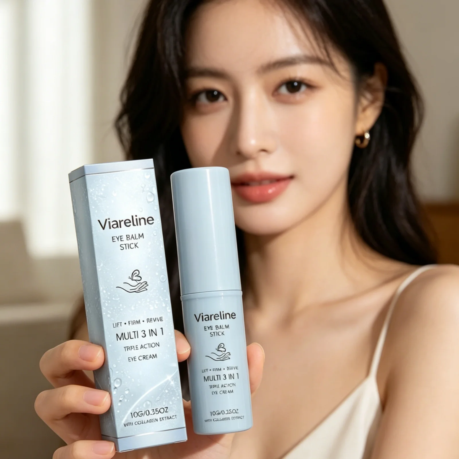 

Viareline Eye Cream Stick Reduce Fine Lines Anti Wrinkle Long Lasting Hydration Soothe Dryness Gentle Formula 3 in 1 Eye Cream