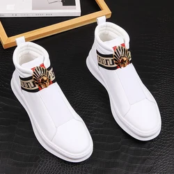 New men's riveted shoes Men's leather loafers men's shoes Thick high top riding boots High quality flat boots A5