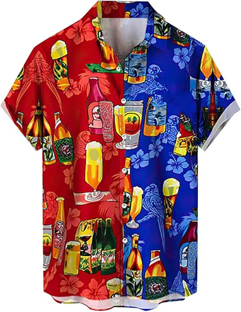 

Футболки с 3D-принтом для пивной вечеринки, мужская и женская одежда, новинка, повседневная праздничная рубашка, рубашка с коротким рукавом на пуговицах, унисекс