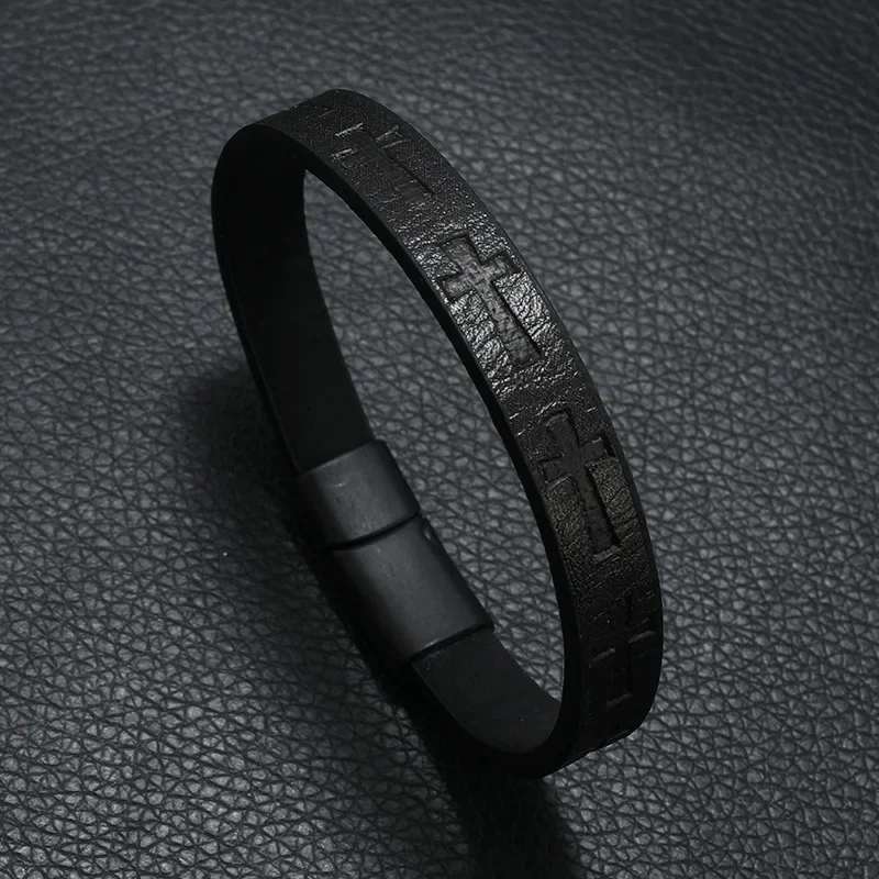 NEW Retro Cross Leather Bracelets Bangles Magnet Buckle Bracelet Festival Hombre Luxury Jewelry Gift