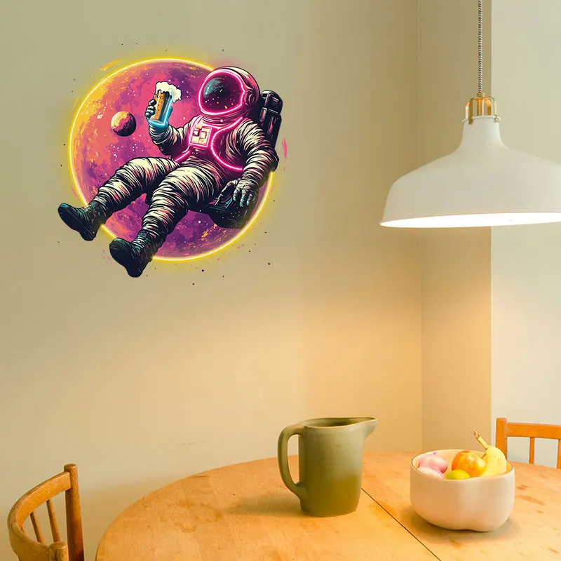 Neon LED Astronaut with Beer Light - Fun Space Themed Wall Décor for Home, Bar, Café - Energy-Efficient, Eye-Catching Gift Ideas