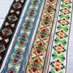 5 Yards/lot Ethnic Style Webbing Woven Jacquard Ribbon Geometric retro design for Garment accessories LS-2797 Width 5 CM